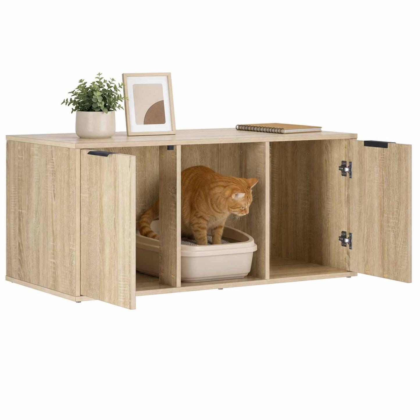 Katt bur møbel Sonoma eik 100 x 49 x 45 cm Konstruert tre