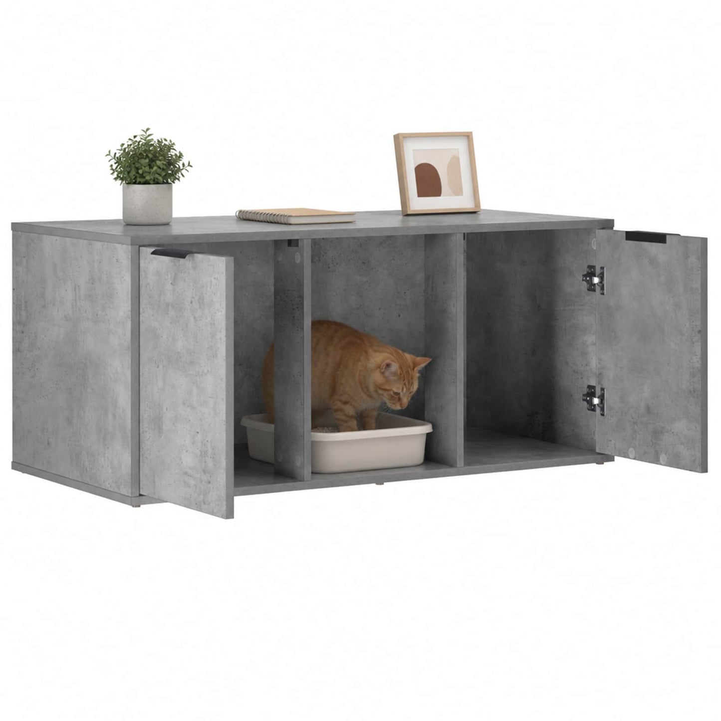 Katt bur møbel Betonggrå 100 x 49 x 45 cm Konstruert tre