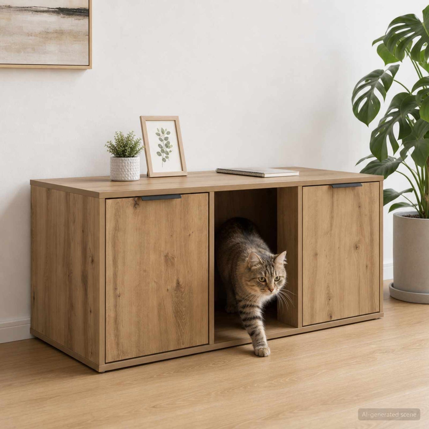 Katt bur møbel Artisan eik 100 x 49 x 45 cm Konstruert tre