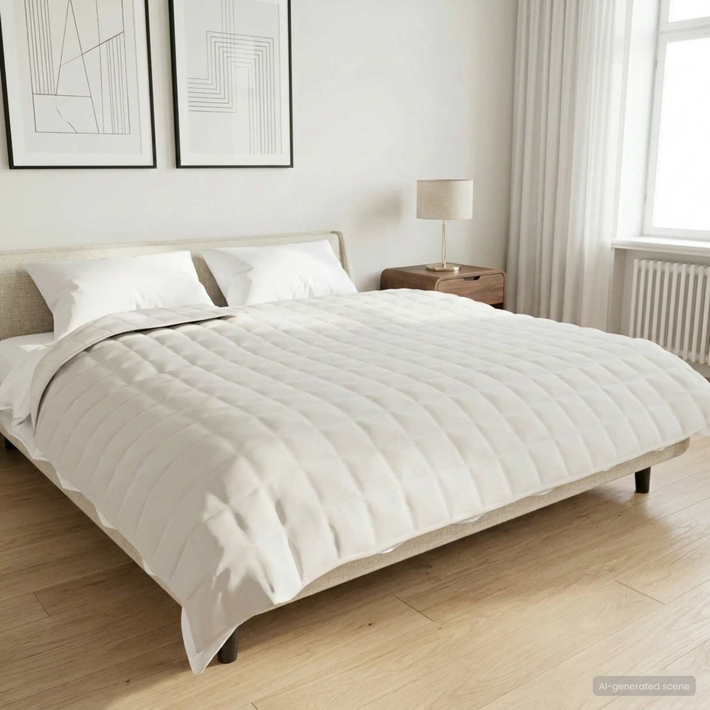 Vektet Teppe Hvit 200 x 225 cm 13 kg 100% Bomull 205T