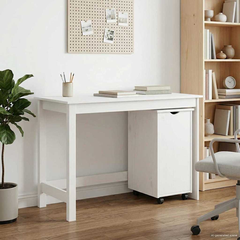 Skrivebordskapsett 2 stk. Hvit Heltre furu