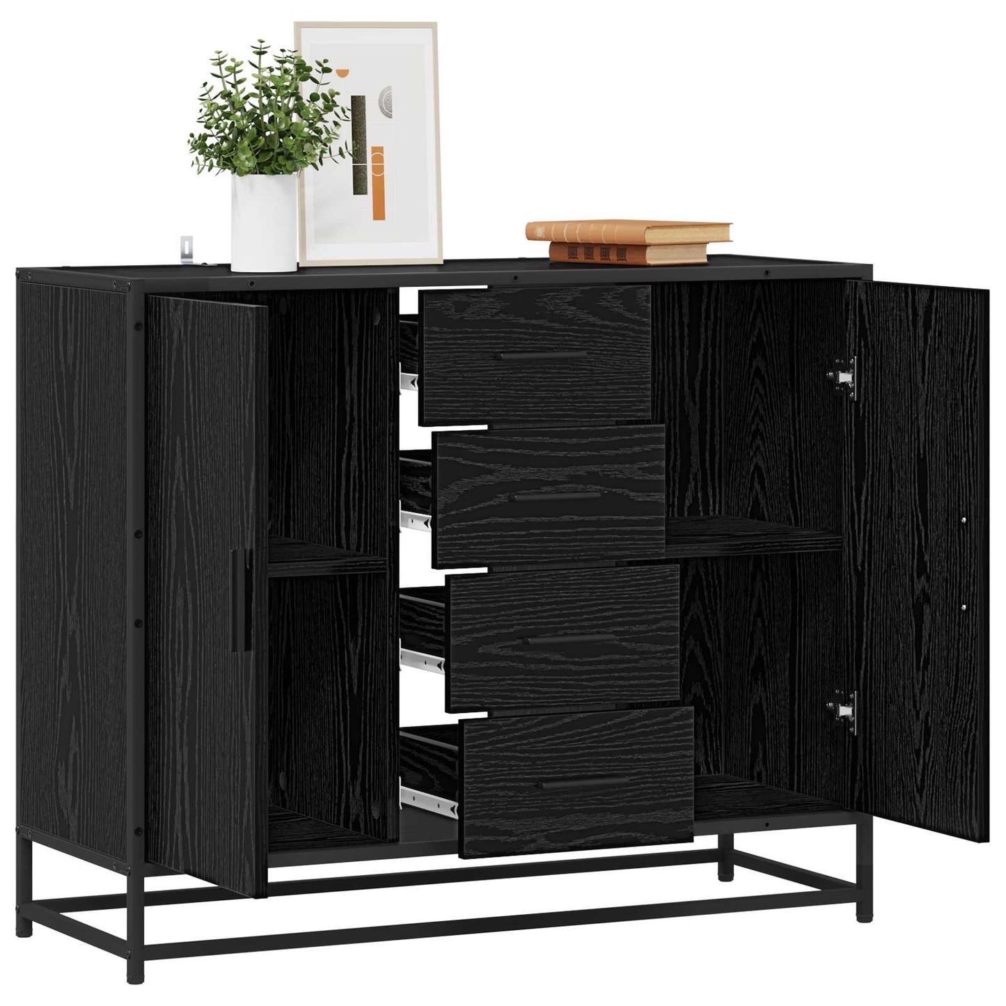 Serviesskap Svart eik 92 x 35 x 76 cm Konstruert tre
