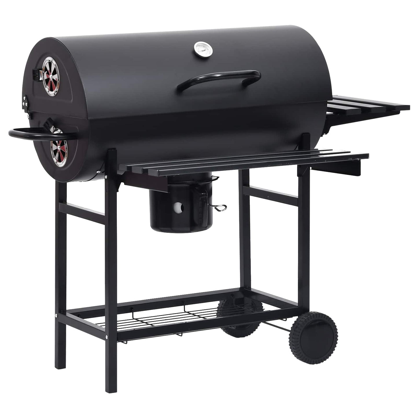 Tønnegrill med hjul og hyller 3 pcs 115 x 85 x 95 cm Metall