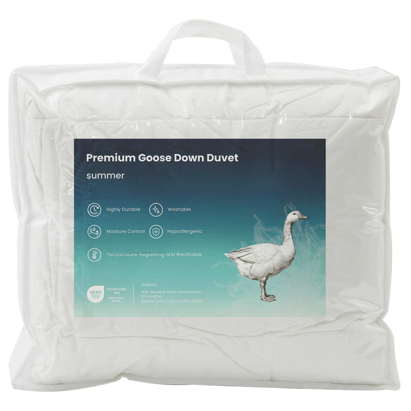 Dyne FULDA 152 x 203 cm Sommer 100 GSM 90% Gjess Dun Hvit