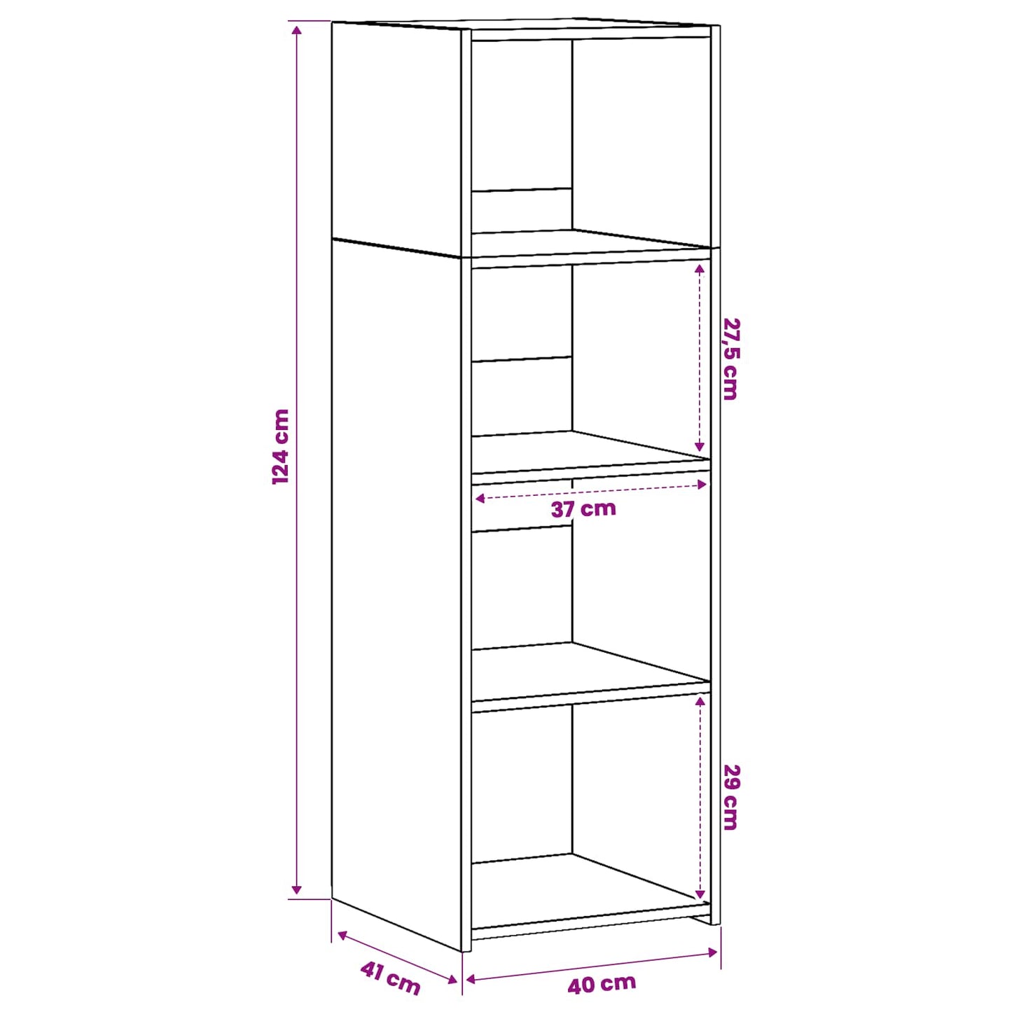 Høyskap Gammelt tre 40 x 41 x 124 cm Konstruert tre