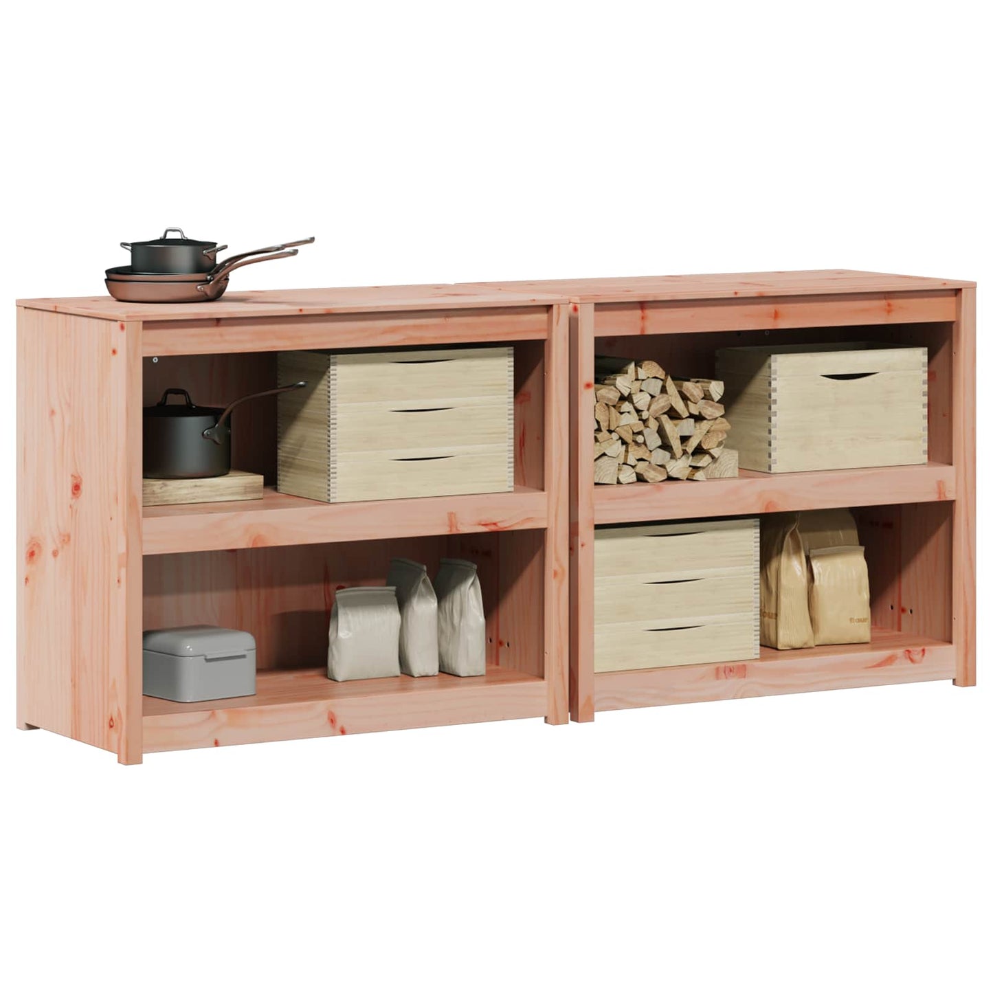 Utendørs kjøkkenskap MEPPEL 2 pcs Naturlig Douglas