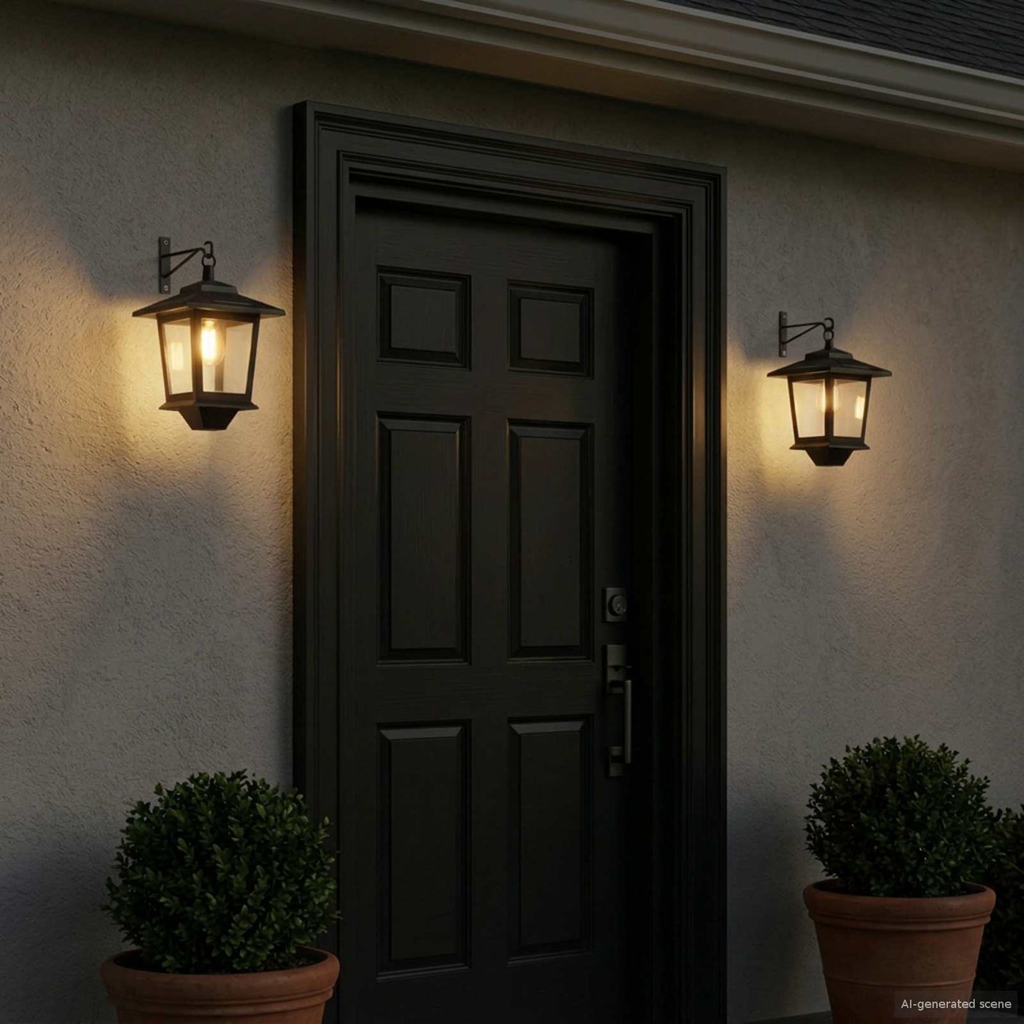 Veggmontert Lampe with LED Bulb 2 stk. Svart 19 x 14 x 25 cm