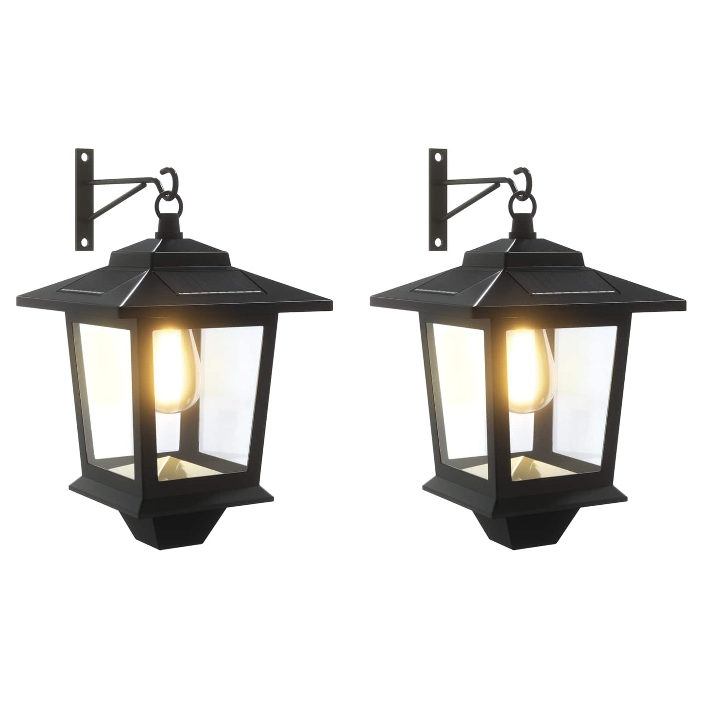 Veggmontert Lampe with LED Bulb 2 stk. Svart 19 x 14 x 25 cm