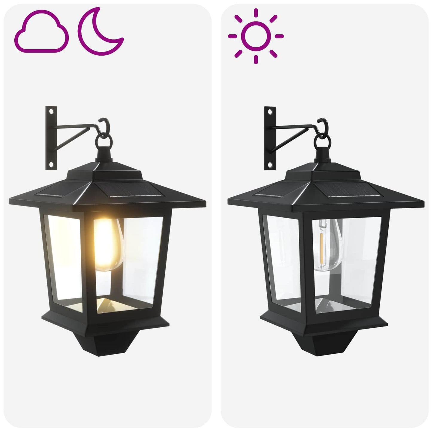 Veggmontert Lampe with LED Bulb 2 stk. Svart 19 x 14 x 25 cm
