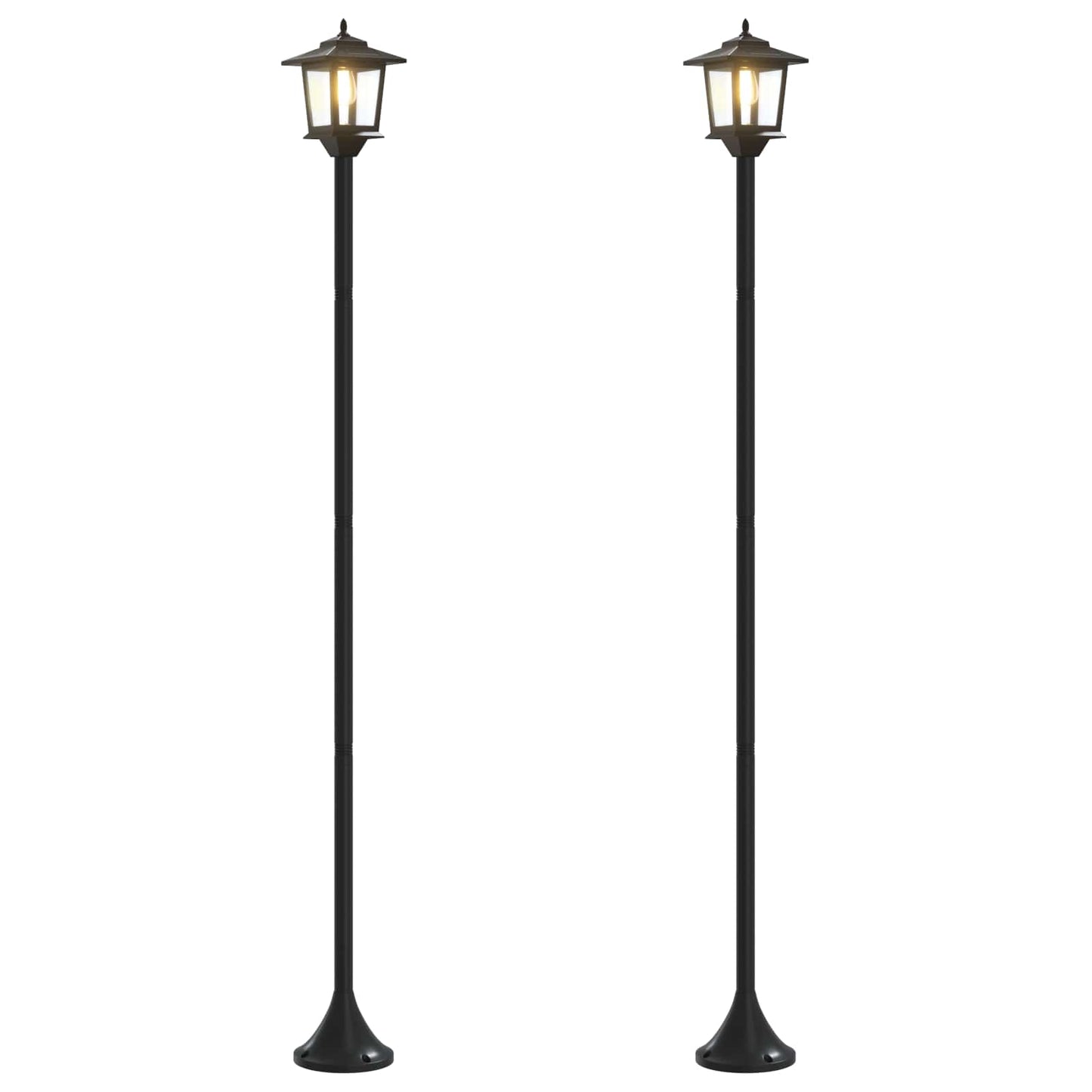 Lampestolpesett with LED Bulb 2 stk. Svart 16 x 16 x 156 cm