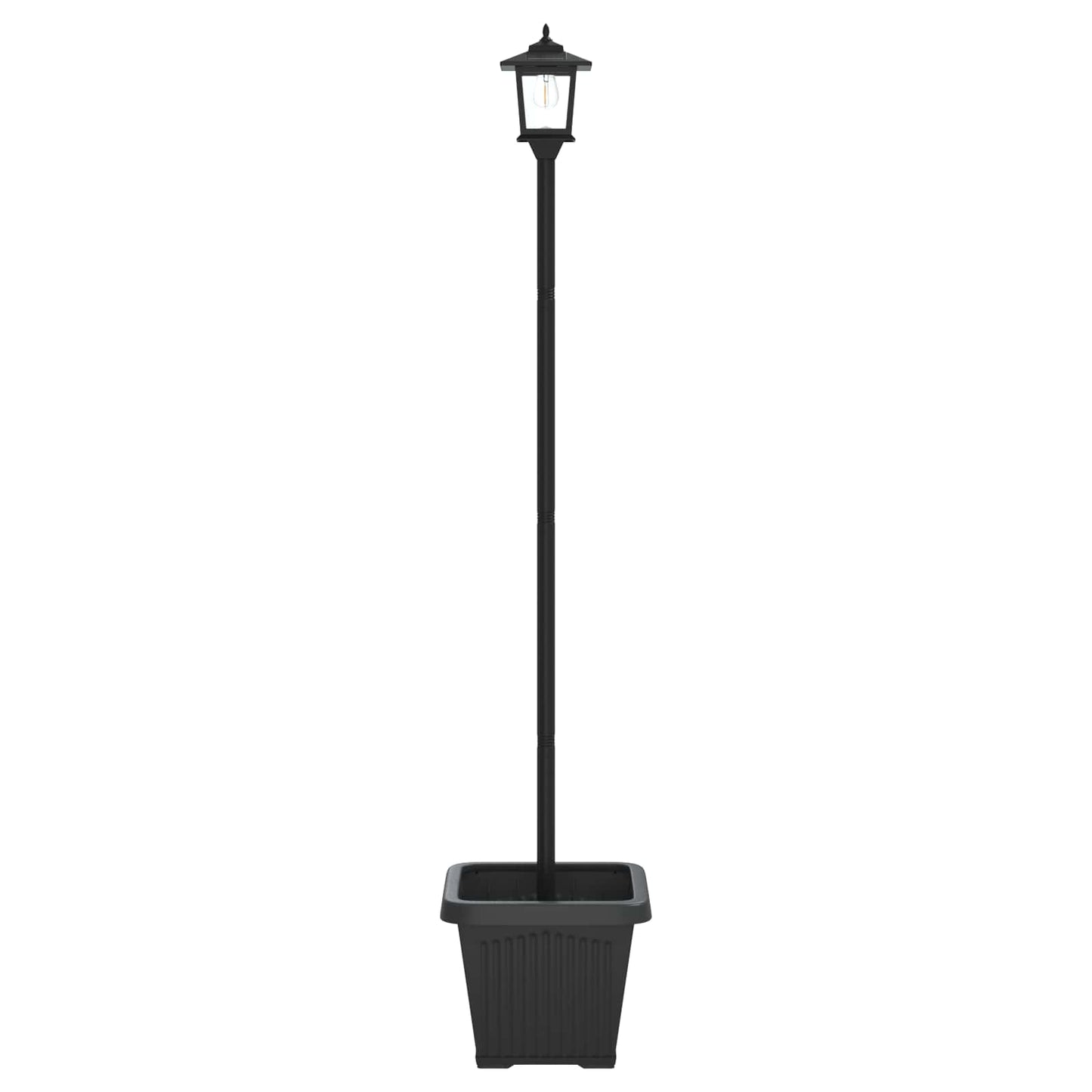 Solcellelampe med plantekasse Svart 32 x 32 x 158 cm