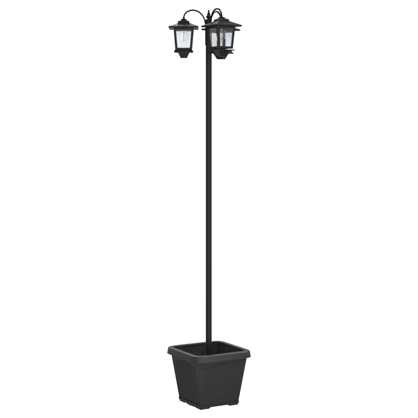 3-hodet lampepost med plantekasse Svart 32 x 32 x 188 cm