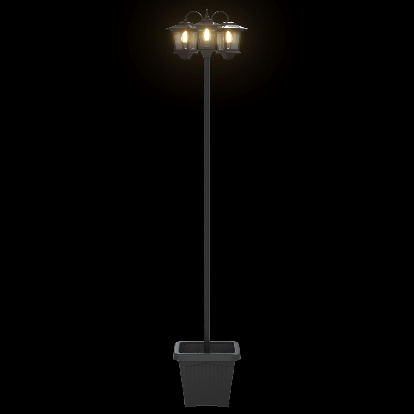 3-hodet lampepost med plantekasse Svart 32 x 32 x 188 cm