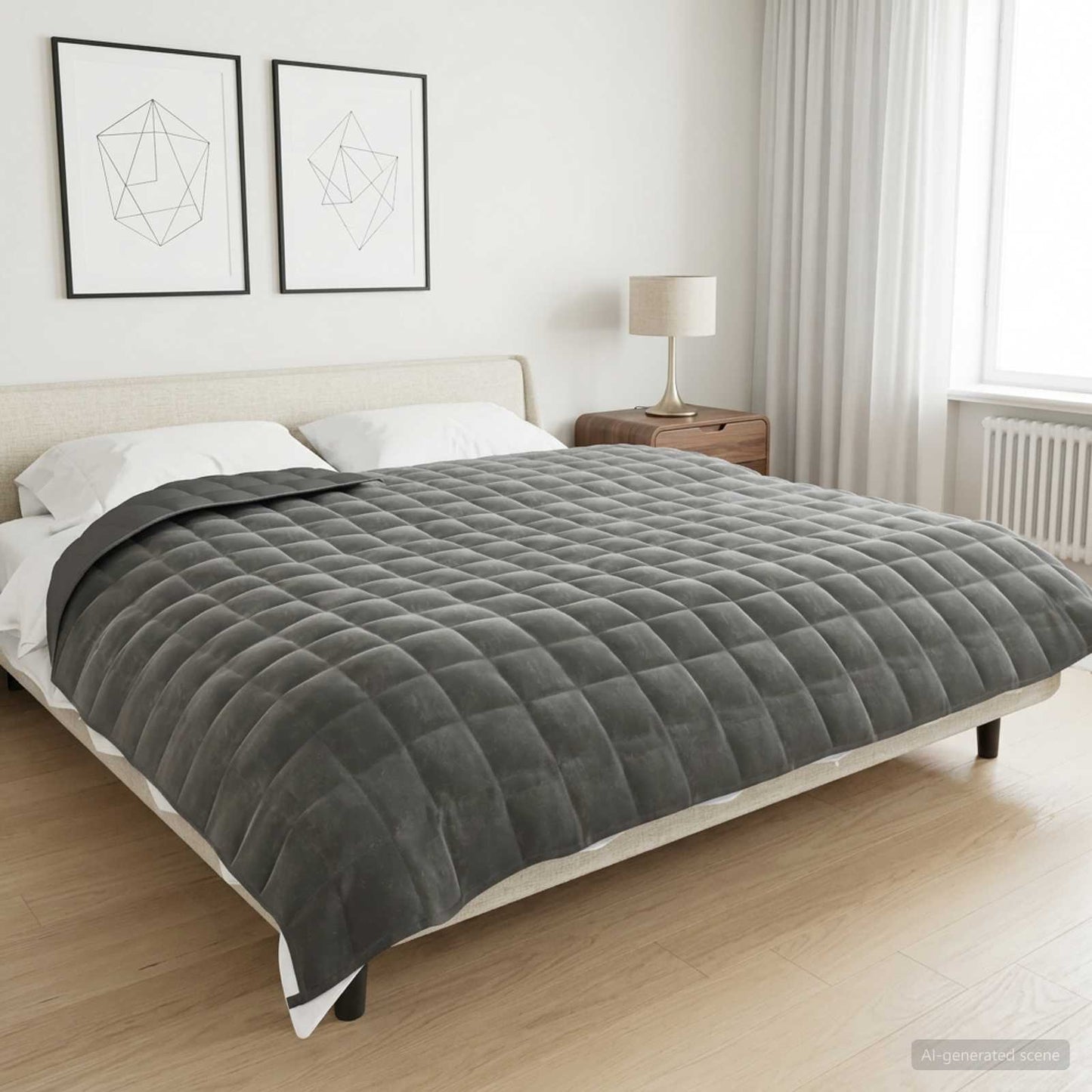 Vektet Teppe Antrasitt 220 x 240 cm 15 kg 100% Bomull 205T