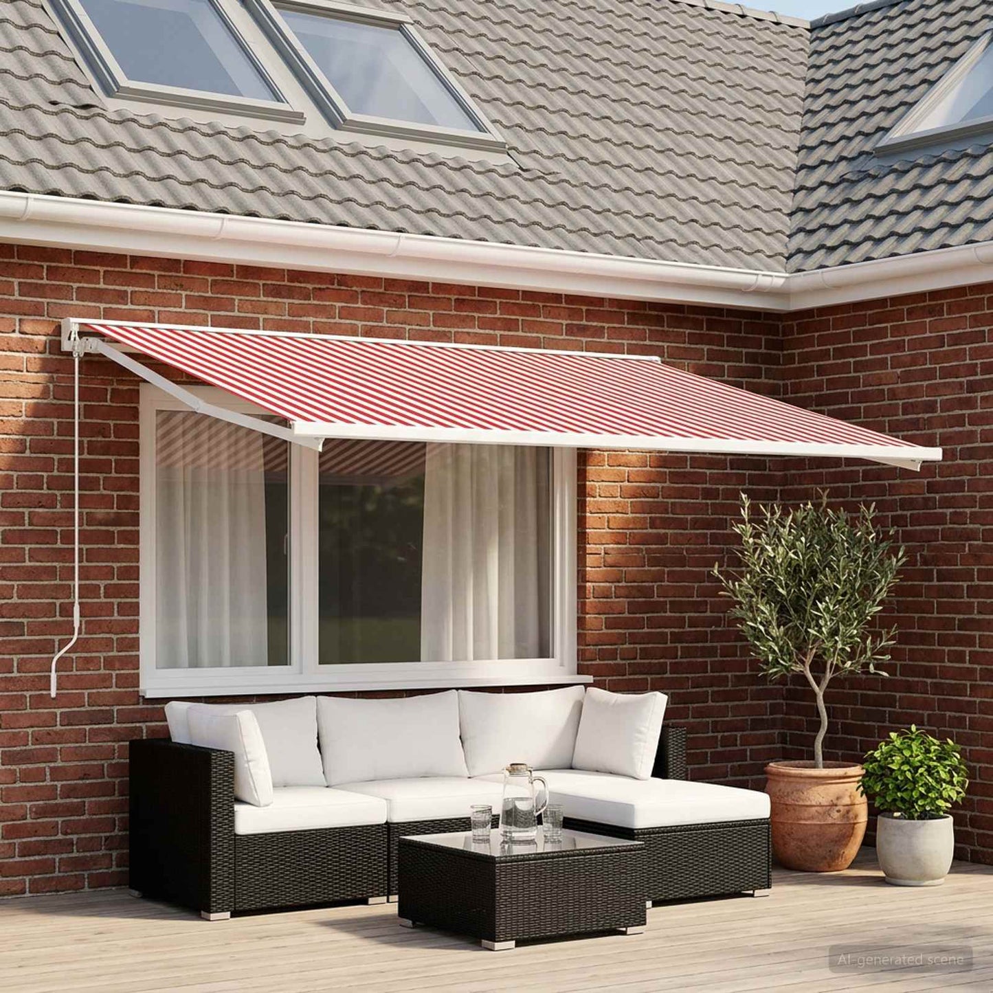 Reserveduk til markise Rød og Hvit 250 x 200 cm Polyester