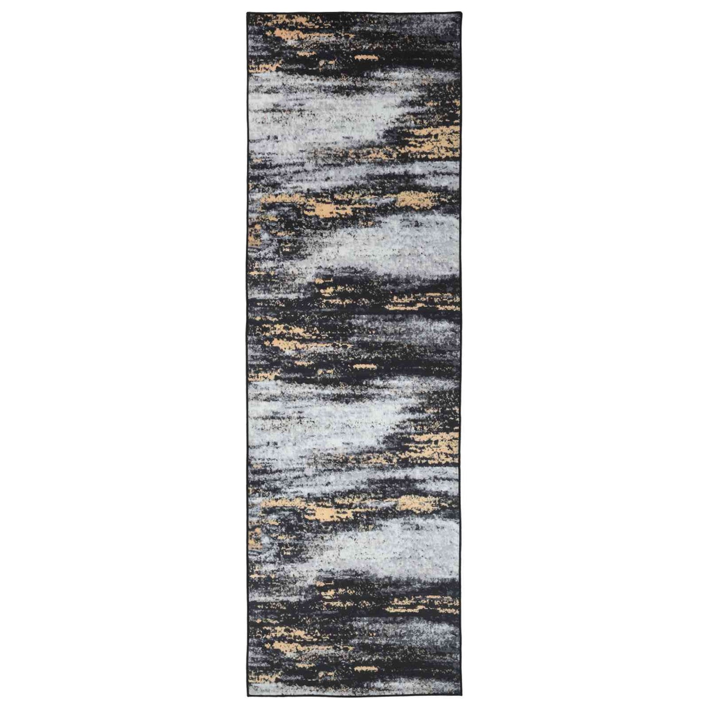 Teppe Runner LESAKA Svart og Gull 100 x 400 cm Diamant fløyel