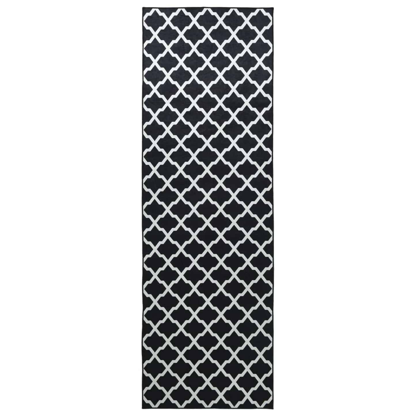 Teppe Runner LESAKA Svart og hvit 100 x 350 cm Diamant fløyel