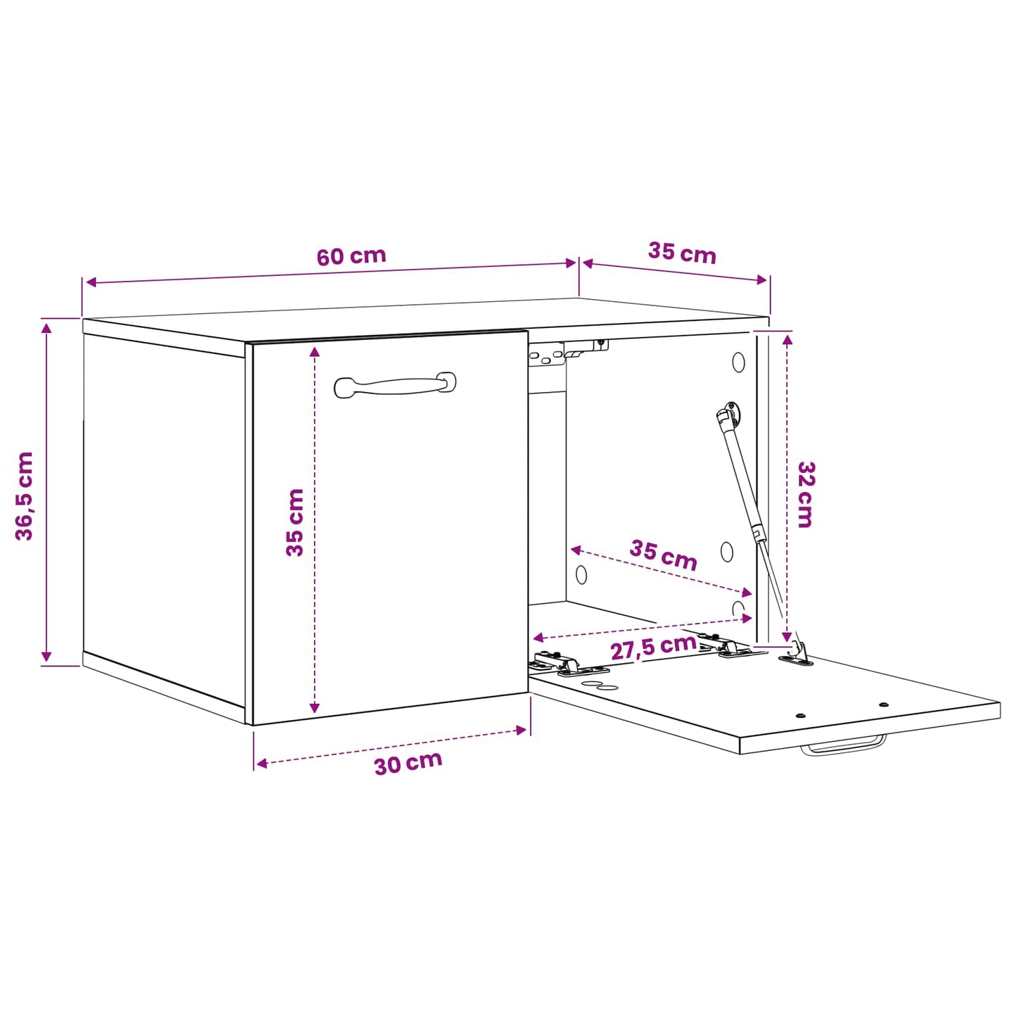 Veggskap 60 x 36,5 x 35 cm Konstruert tre Artisan eik