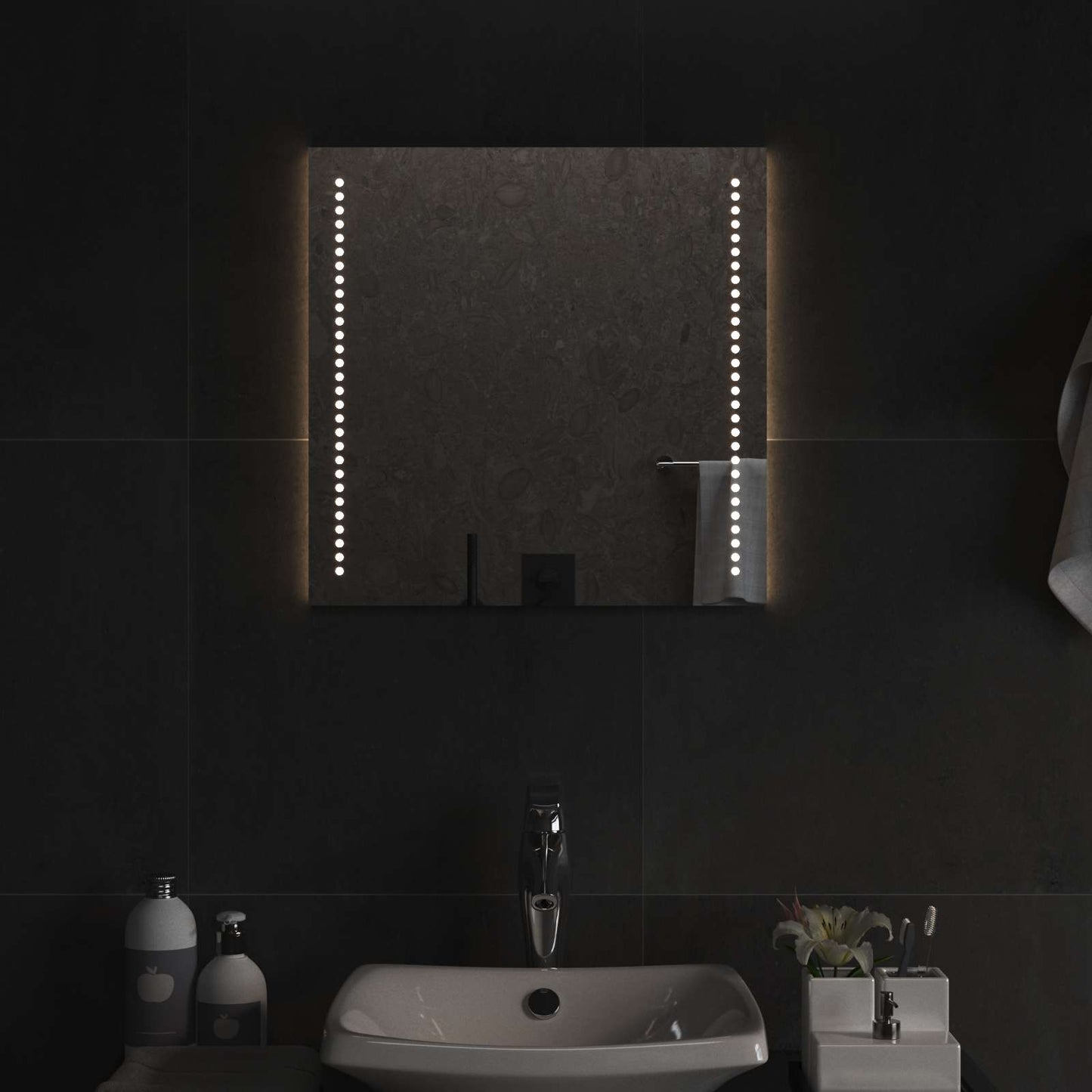 LED Badevindu med speil Gjennomsiktig 50 x 50 cm herdet glass