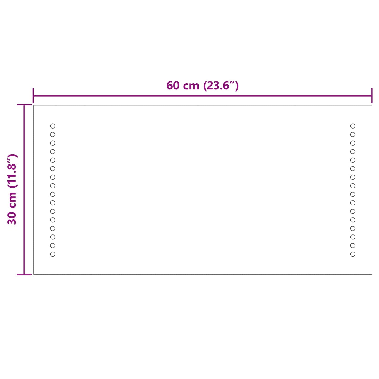 LED Badevindu Gjennomsiktig 60 x 30 cm herdet glass Rektangulær