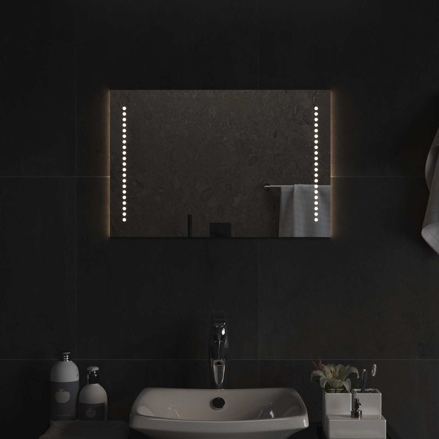 LED Badevindu Gjennomsiktig 60 x 40 cm herdet glass Rektangulær