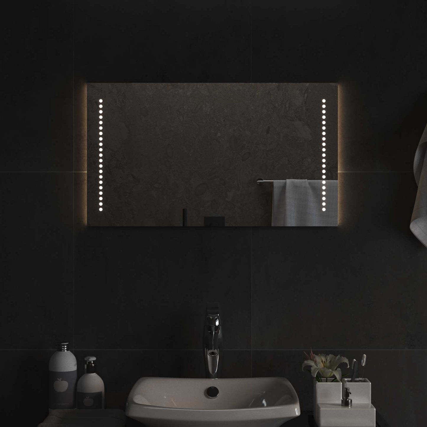 LED Badevindu Gjennomsiktig 70 x 40 cm herdet glass Rektangulær