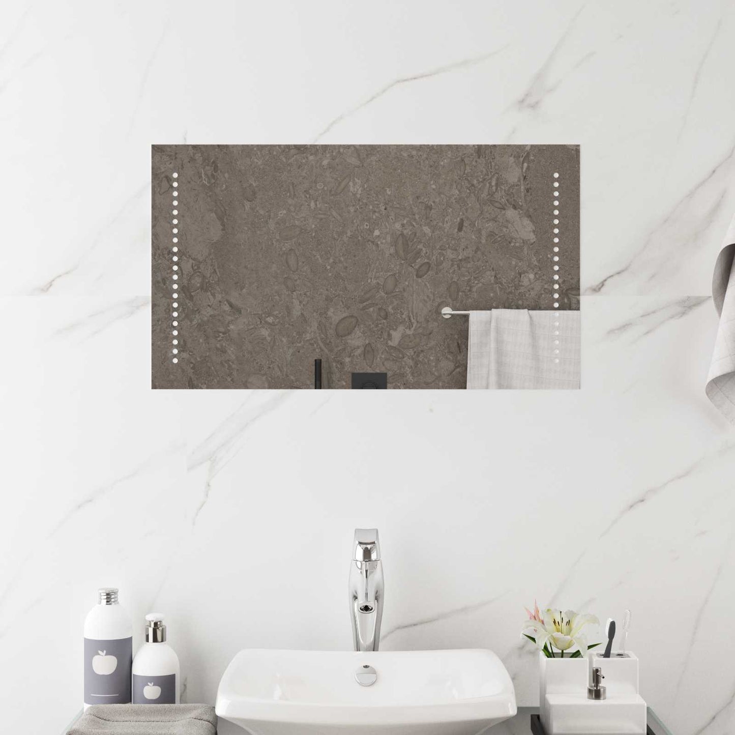 LED Badevindu Gjennomsiktig 70 x 40 cm herdet glass Rektangulær