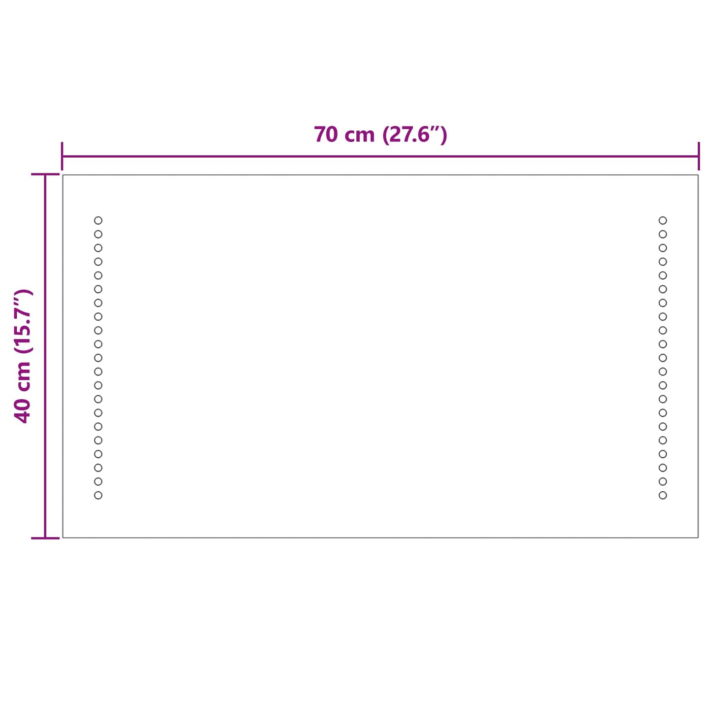 LED Badevindu Gjennomsiktig 70 x 40 cm herdet glass Rektangulær