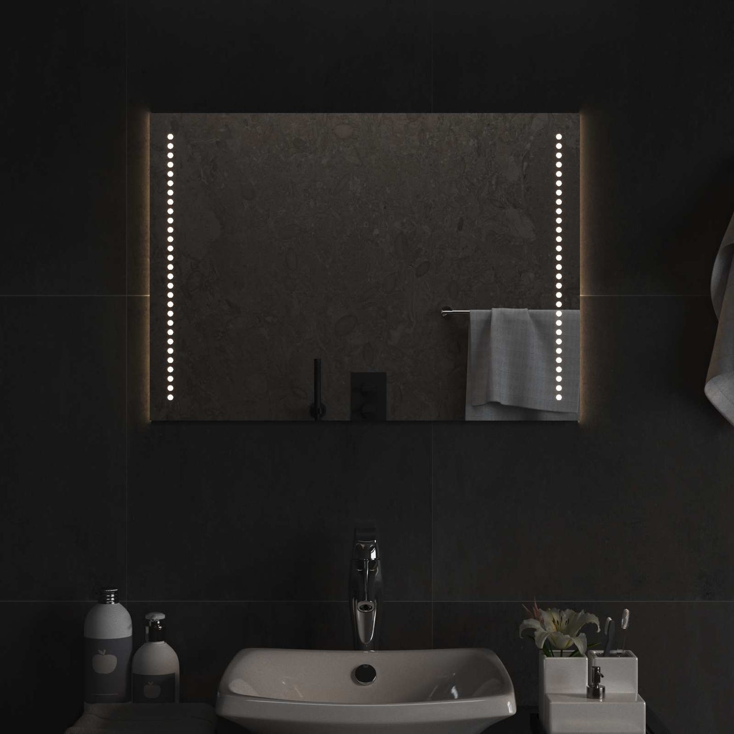 LED Badevindu Gjennomsiktig 70 x 50 cm herdet glass Rektangulær