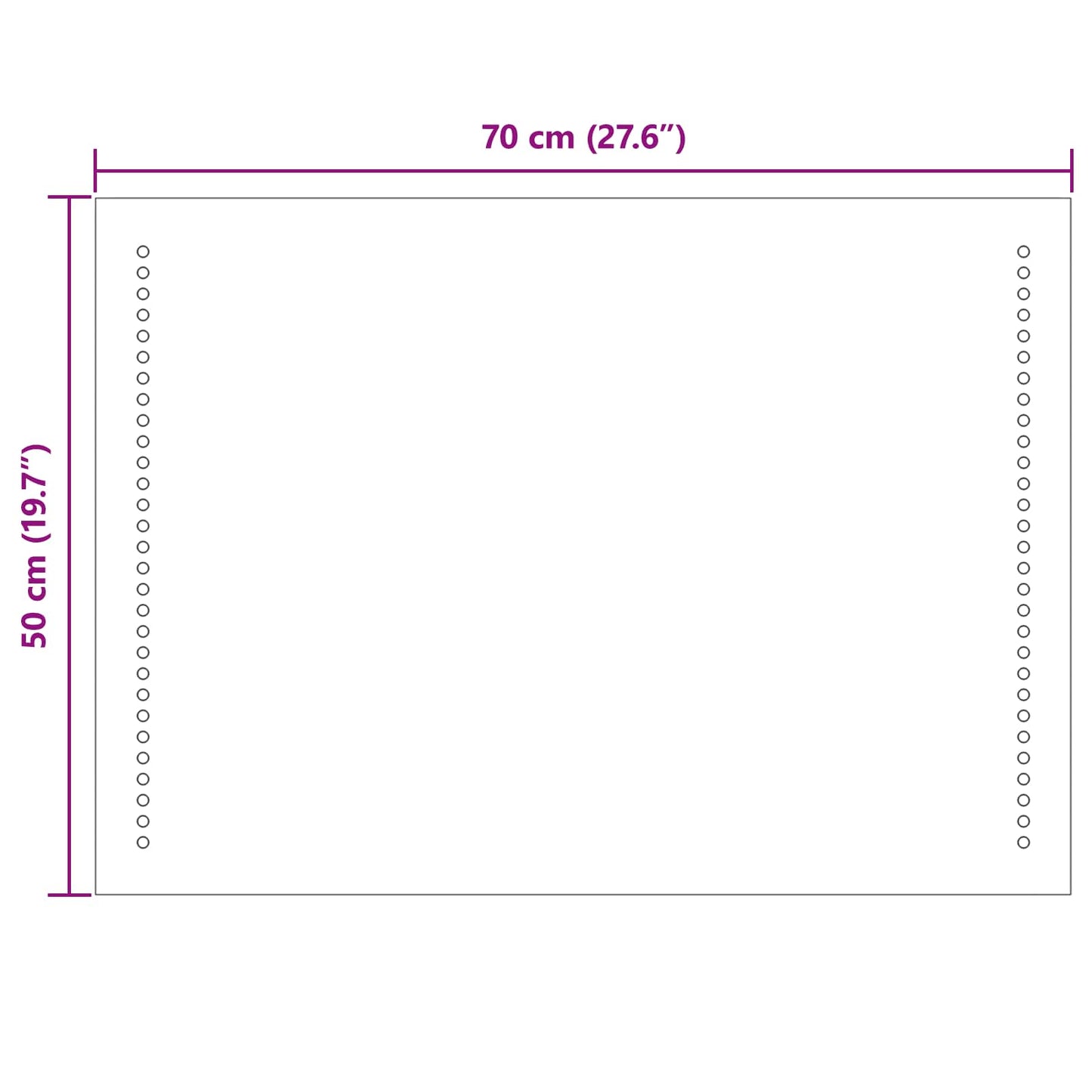 LED Badevindu Gjennomsiktig 70 x 50 cm herdet glass Rektangulær