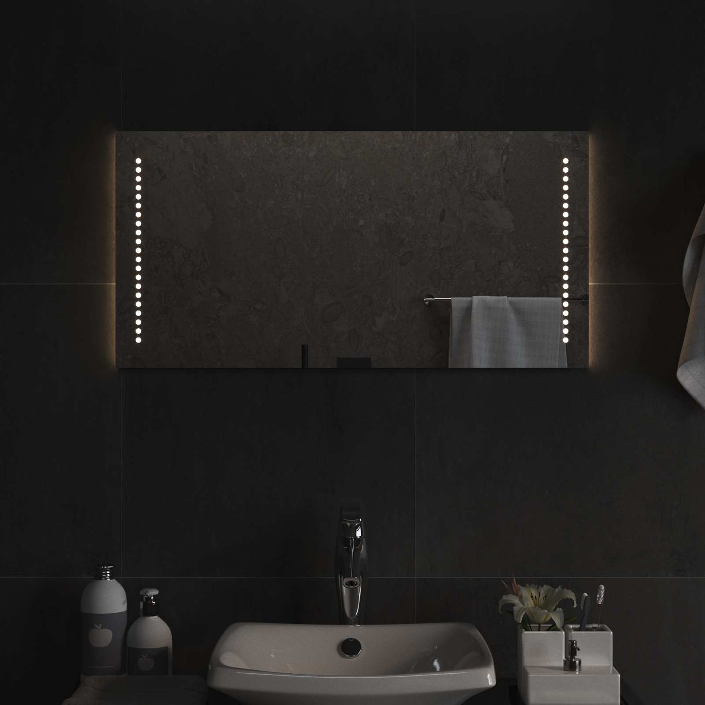 LED Badevindu Gjennomsiktig 80 x 40 cm herdet glass Rektangulær
