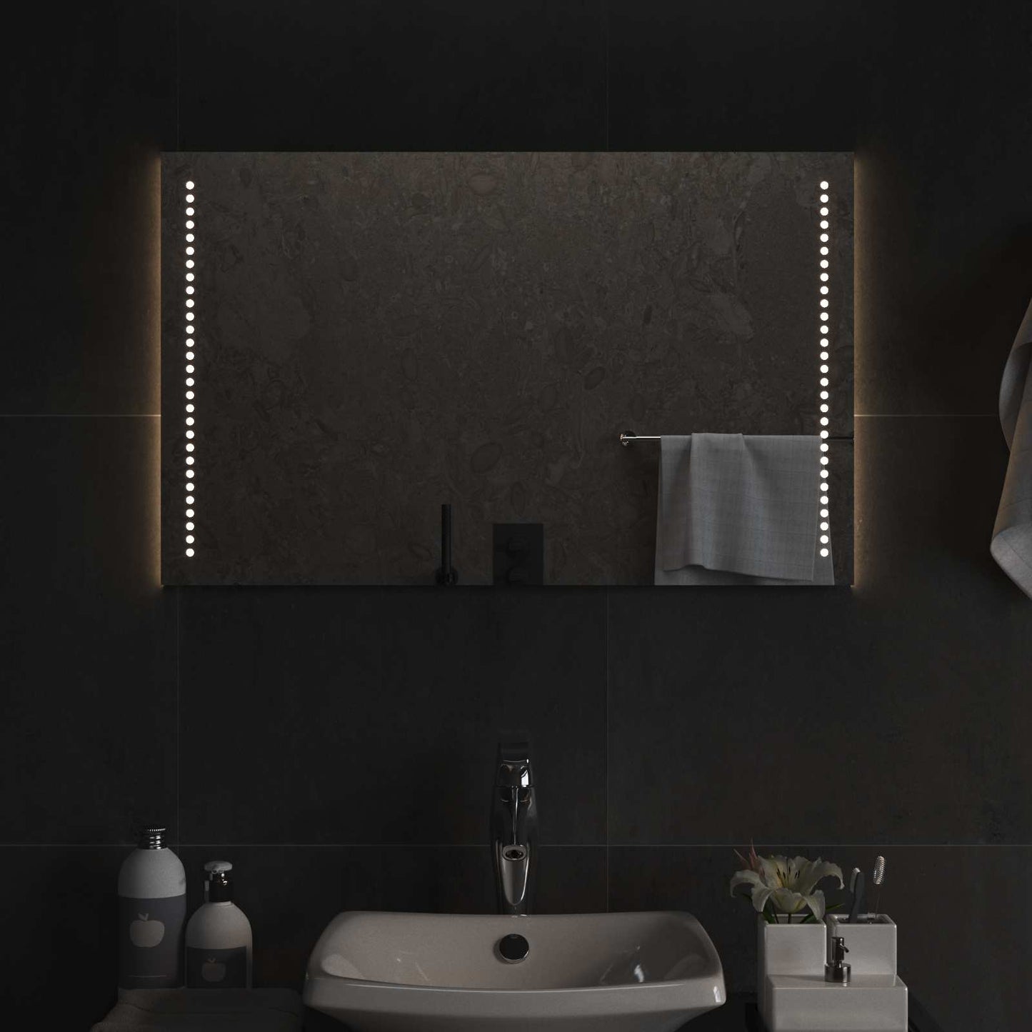 LED Badevindu Gjennomsiktig 80 x 50 cm herdet glass Rektangulær