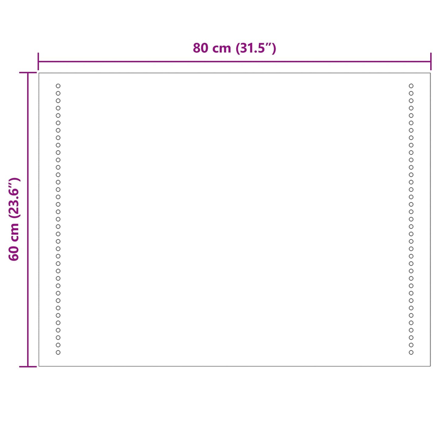LED Badevindu Gjennomsiktig 80 x 60 cm herdet glass Rektangulær
