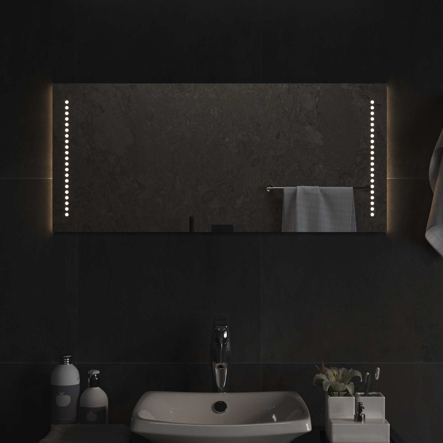 LED Badevindu Gjennomsiktig 90 x 40 cm herdet glass Rektangulær