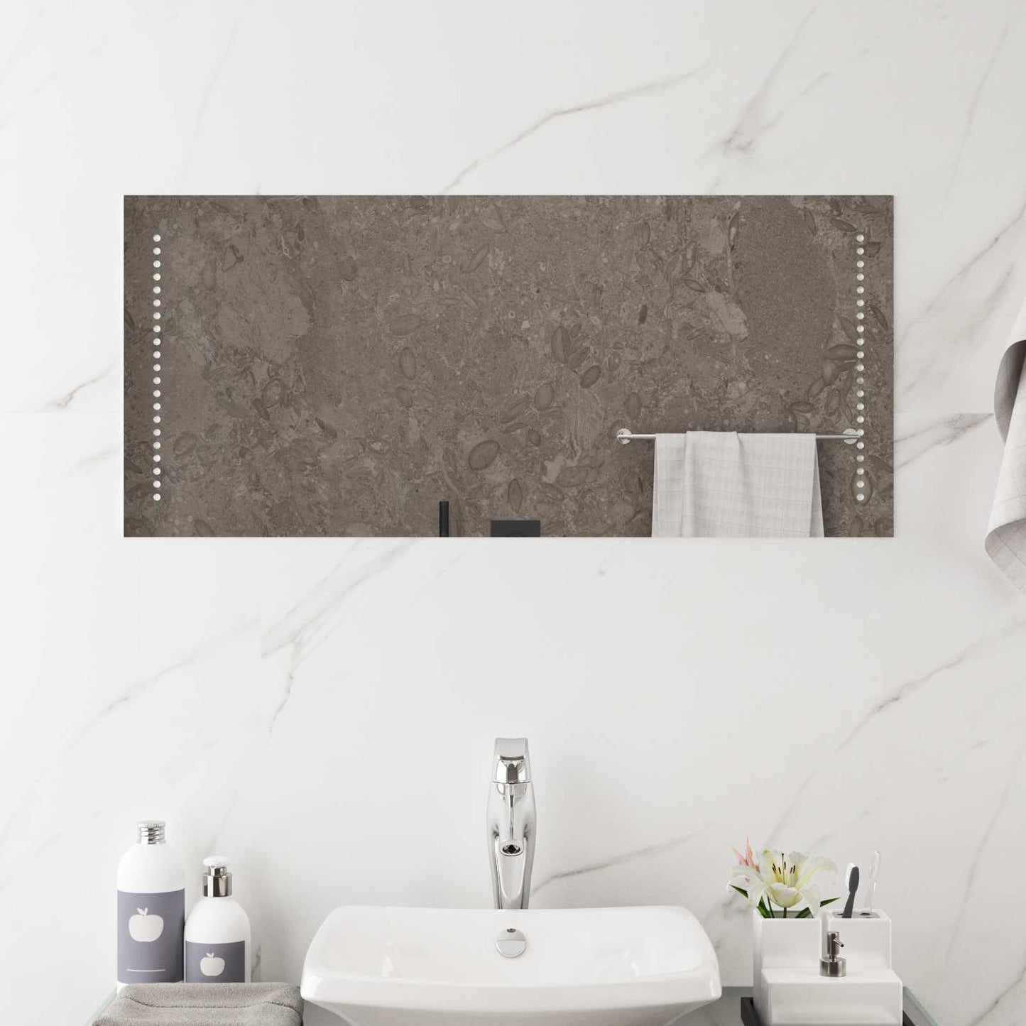 LED Badevindu Gjennomsiktig 90 x 40 cm herdet glass Rektangulær