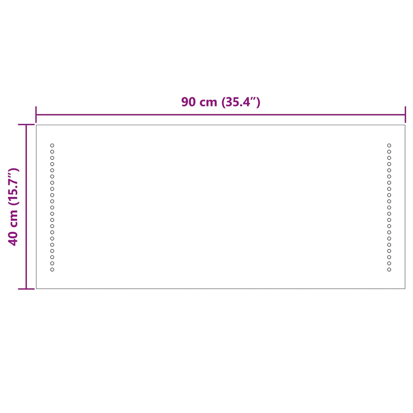 LED Badevindu Gjennomsiktig 90 x 40 cm herdet glass Rektangulær