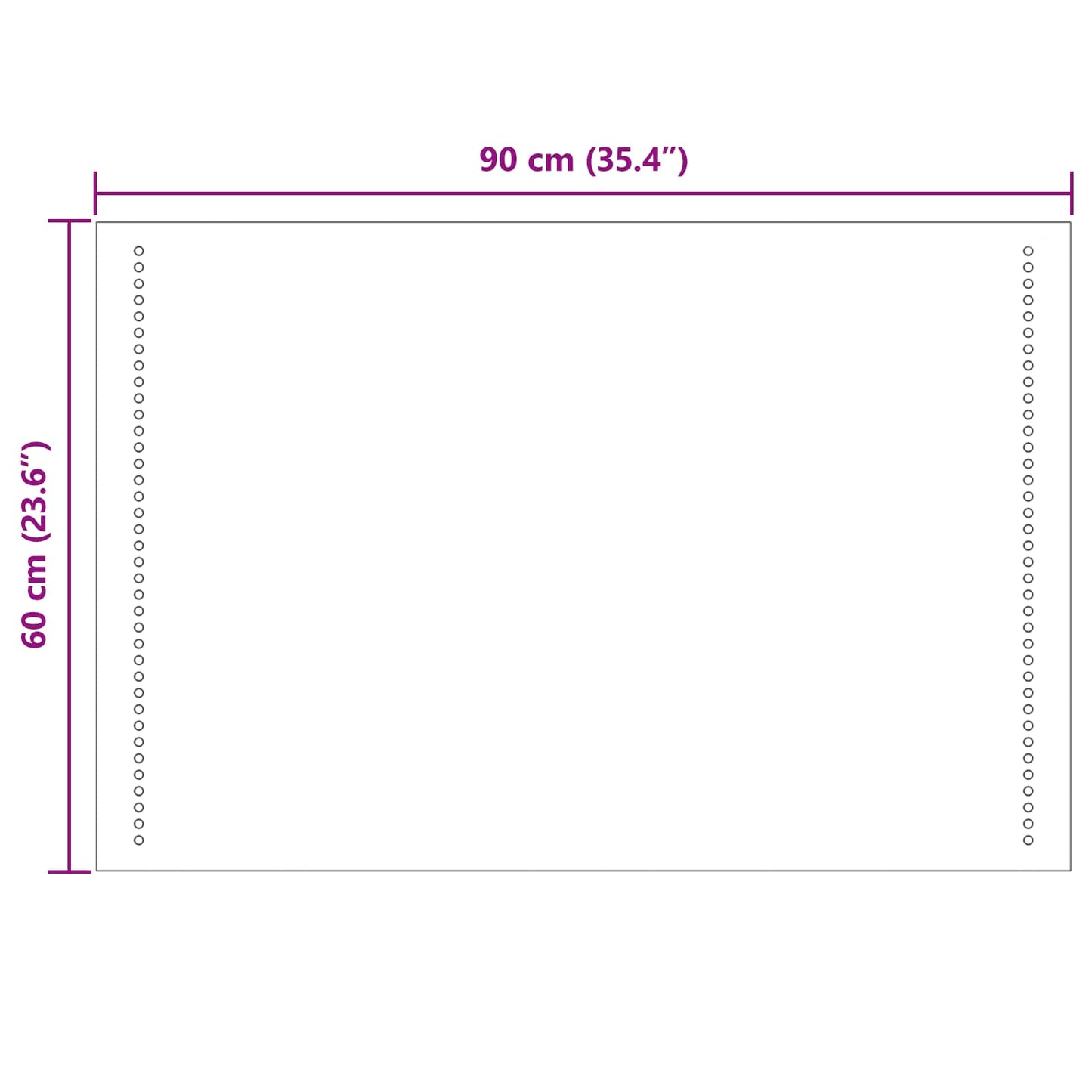 LED Badevindu Gjennomsiktig 90 x 60 cm herdet glass Rektangulær