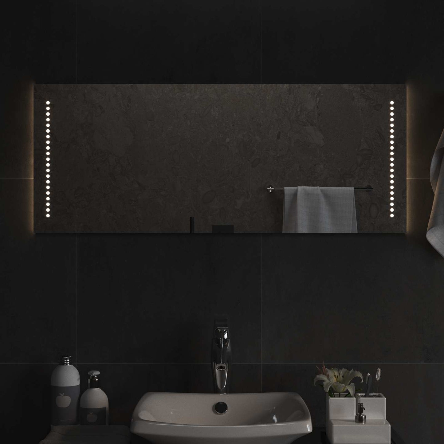 LED Badevindu Gjennomsiktig 100 x 40 cm herdet glass