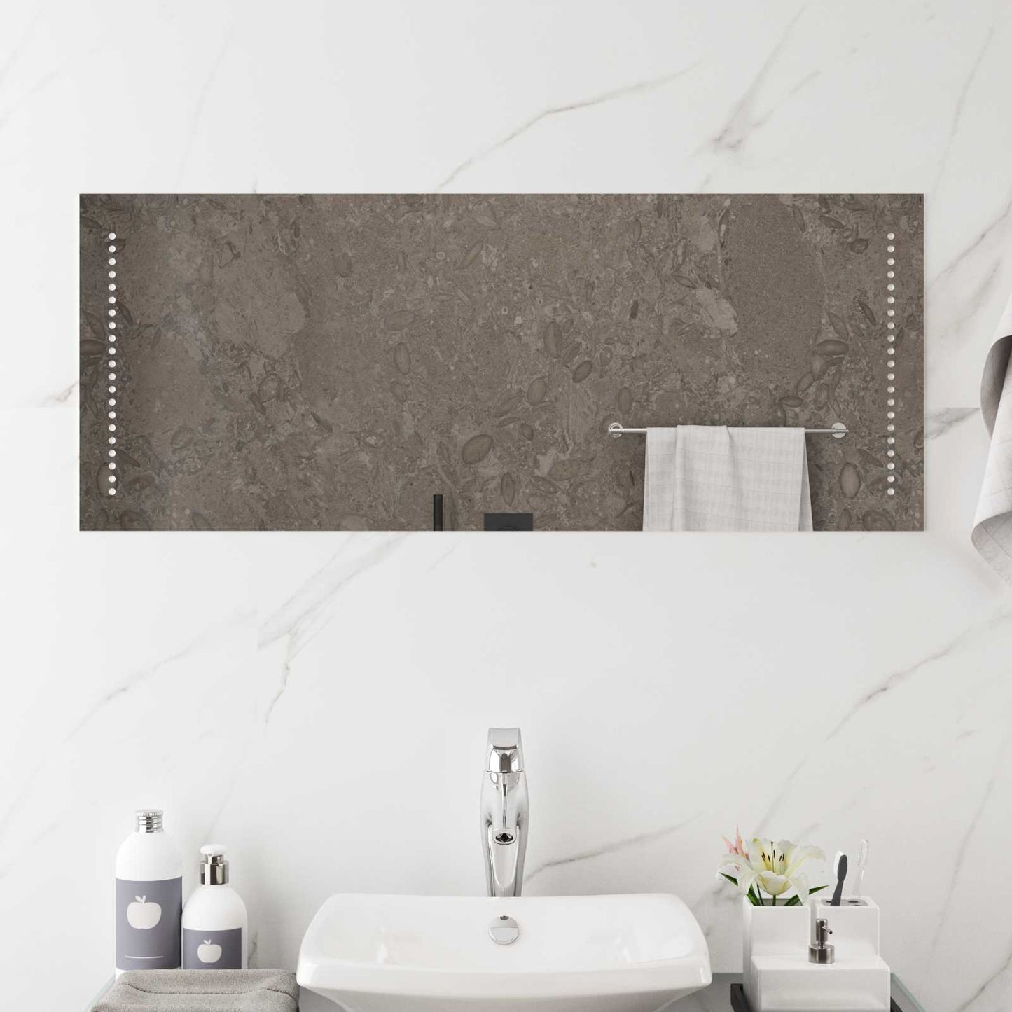 LED Badevindu Gjennomsiktig 100 x 40 cm herdet glass