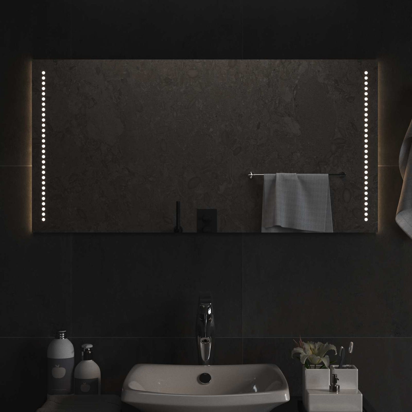 LED Badevindu Gjennomsiktig 100 x 50 cm herdet glass