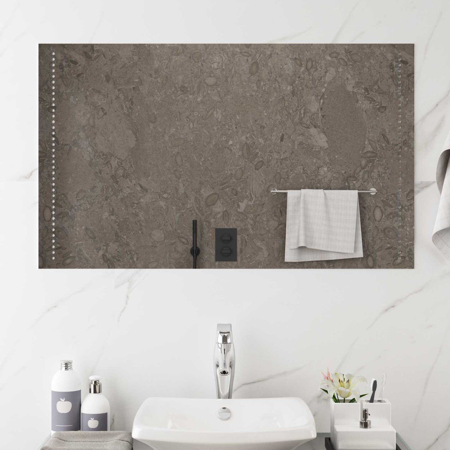 LED Badevindu Gjennomsiktig 100 x 60 cm herdet glass