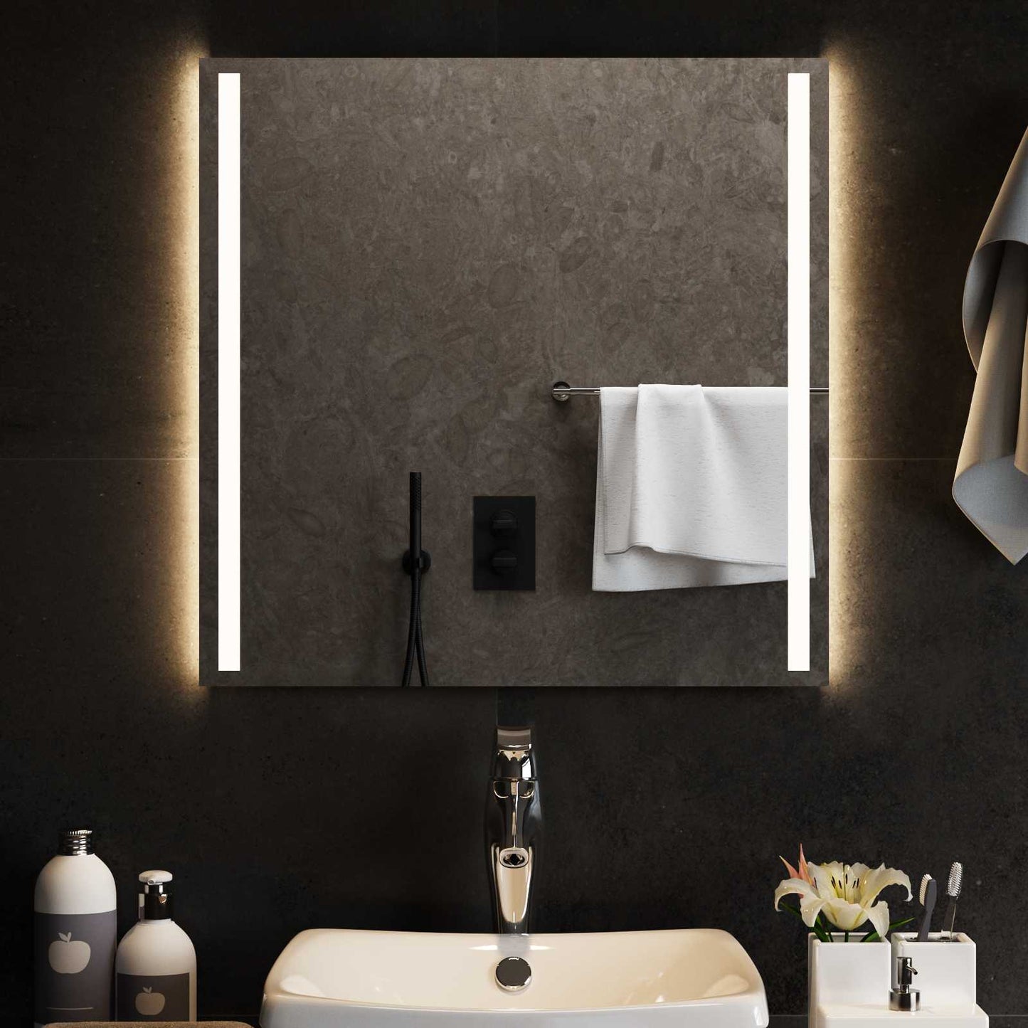 LED Badevindu med speil Gjennomsiktig 60 x 60 cm herdet glass
