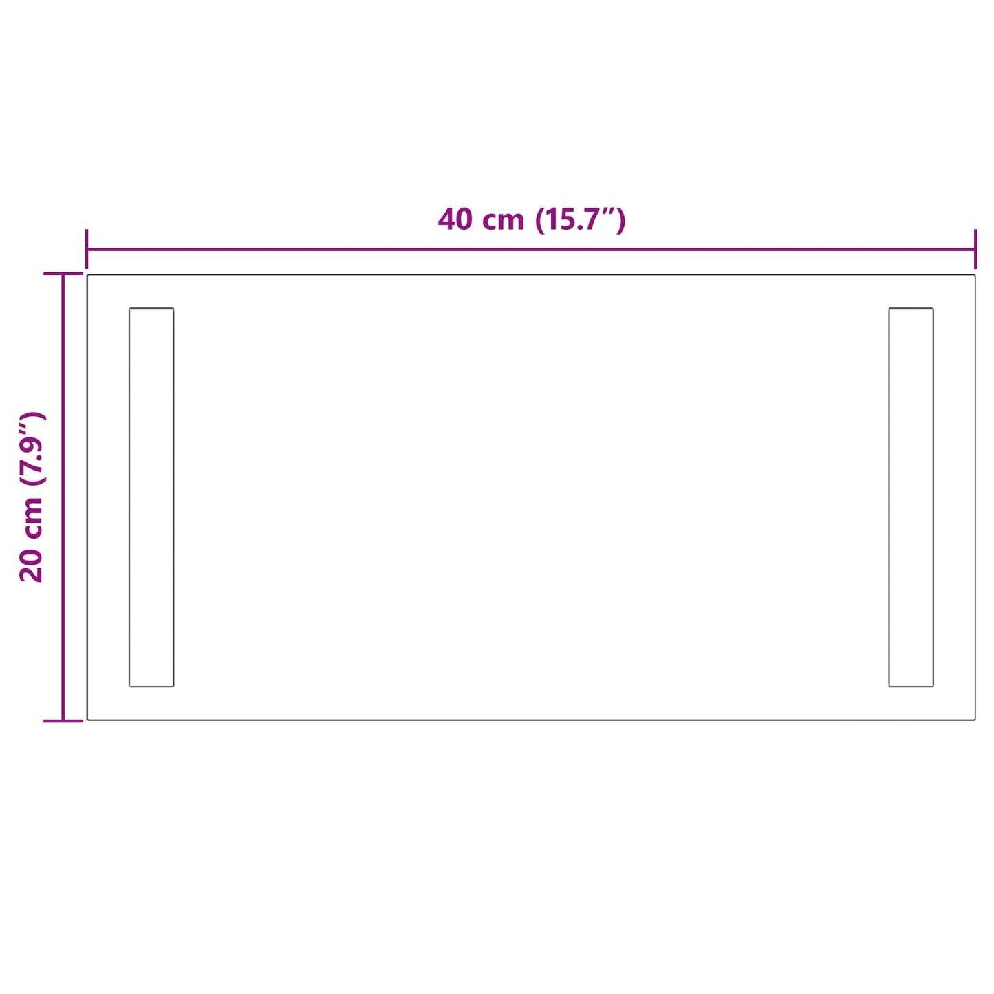 LED Badevindu med speil Gjennomsiktig 40 x 20 cm herdet glass