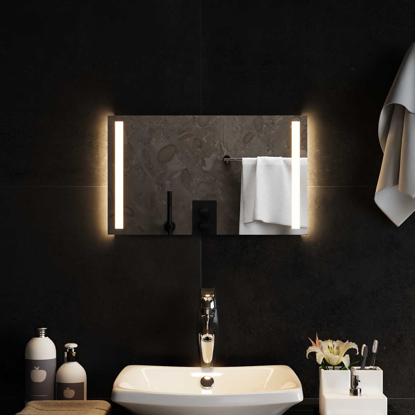 LED Badevindu med speil Gjennomsiktig 50 x 30 cm herdet glass