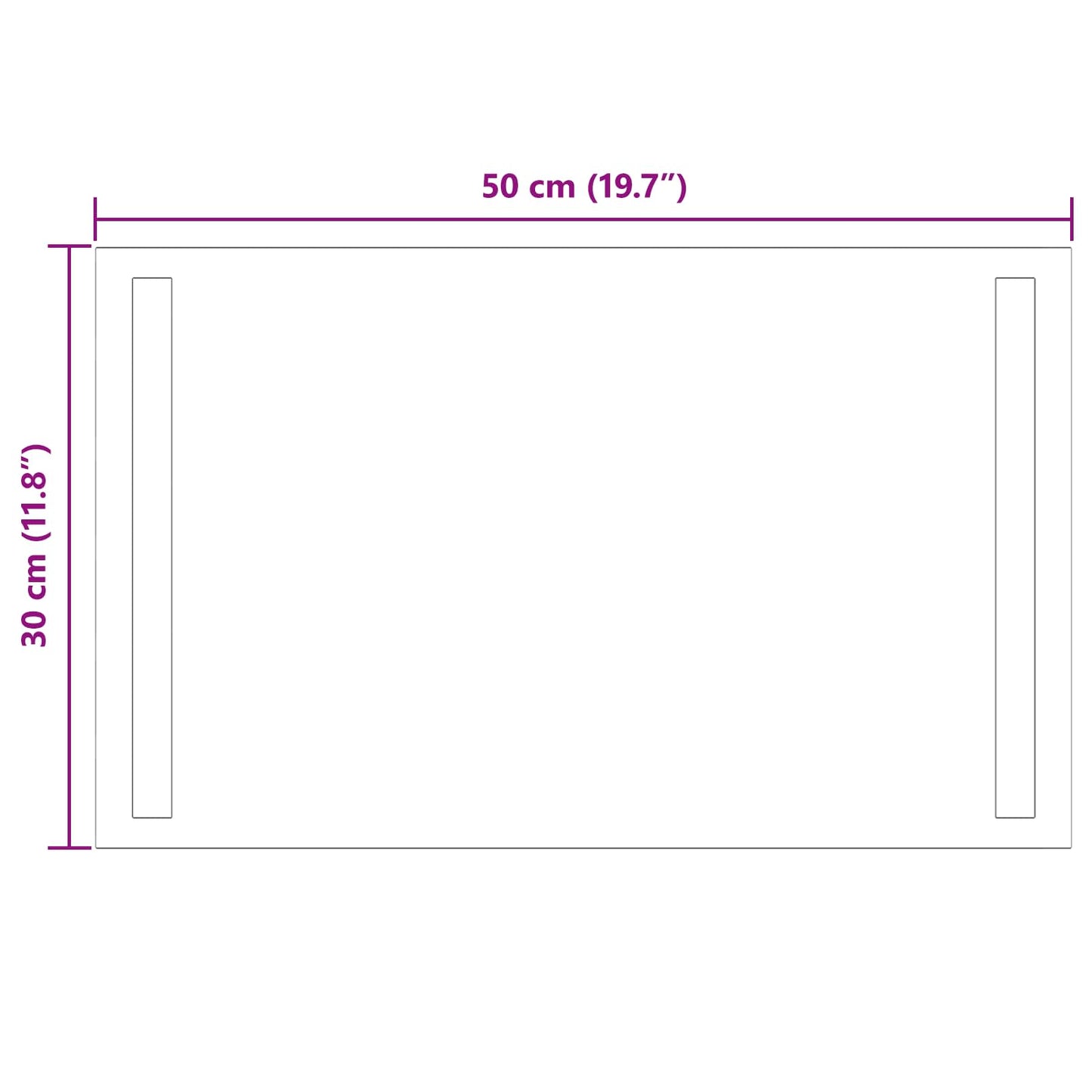 LED Badevindu med speil Gjennomsiktig 50 x 30 cm herdet glass