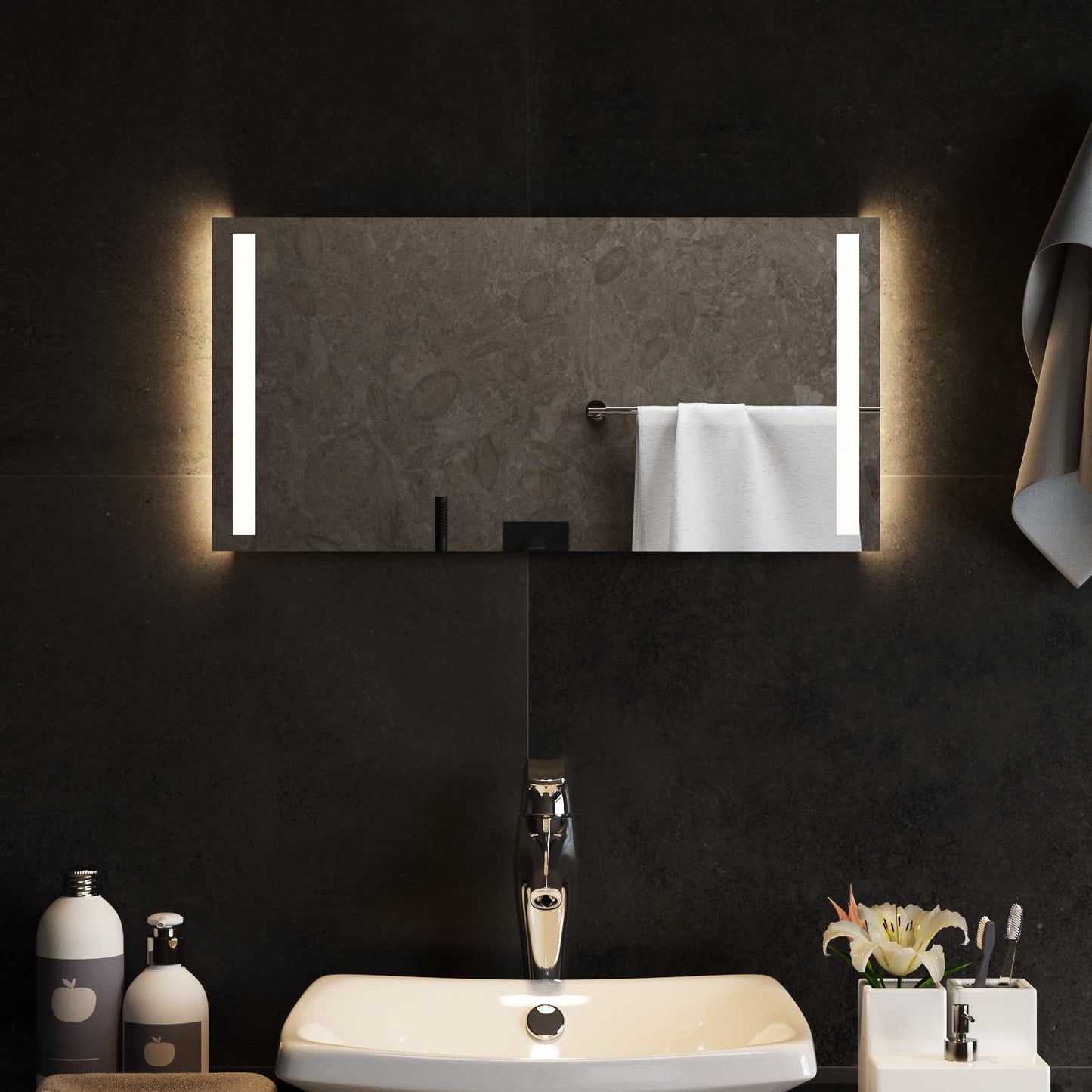 LED Badevindu med speil Gjennomsiktig 60 x 30 cm herdet glass