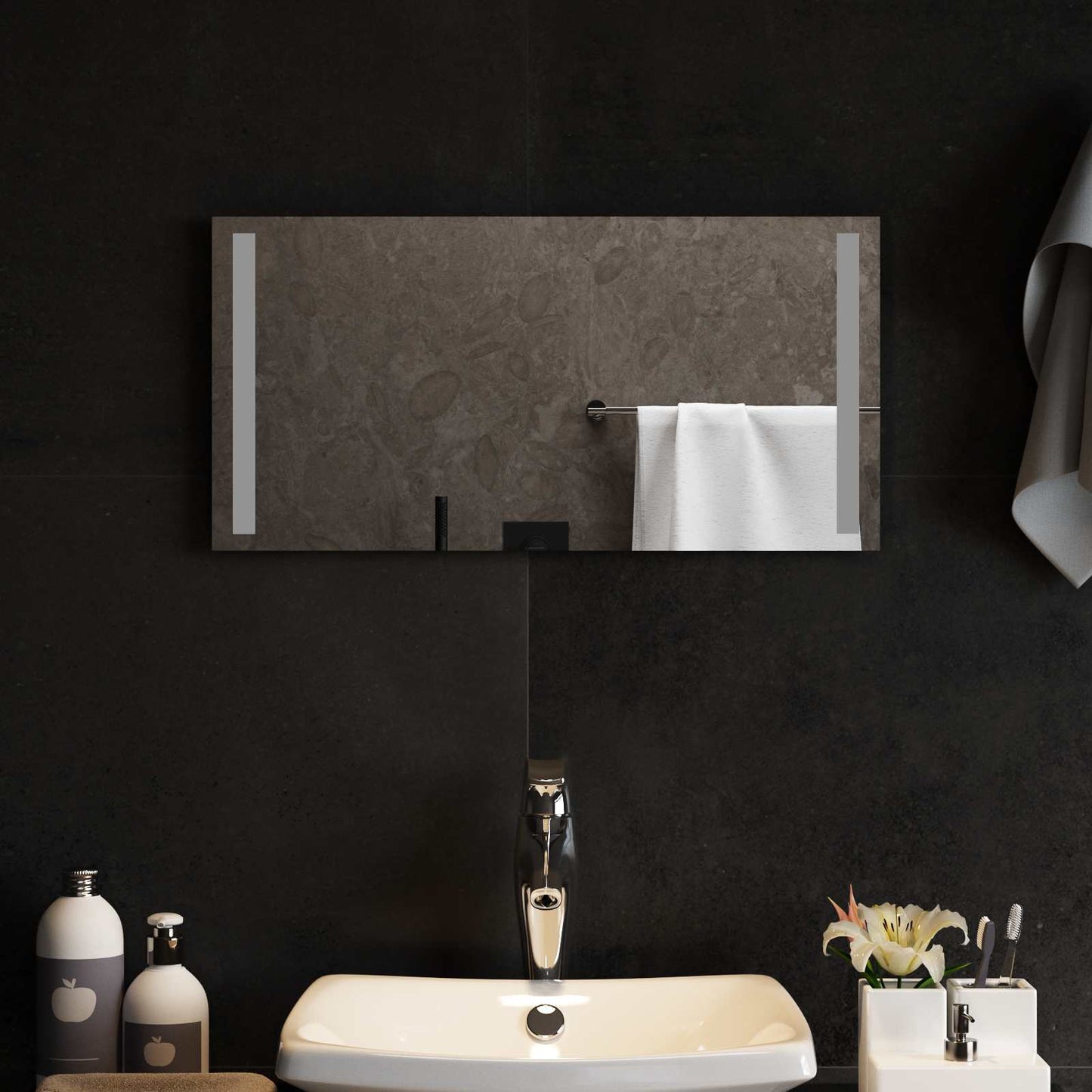 LED Badevindu med speil Gjennomsiktig 60 x 30 cm herdet glass