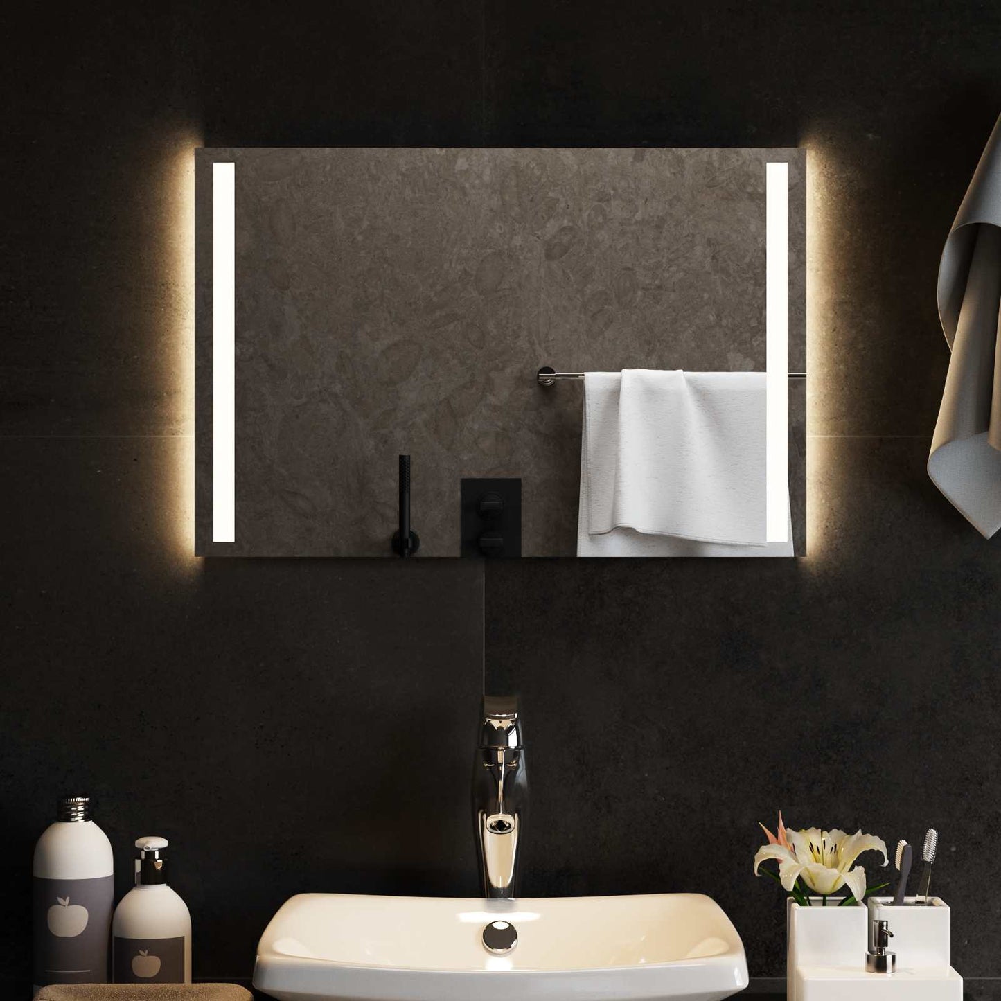 LED Badevindu med speil Gjennomsiktig 60 x 40 cm herdet glass