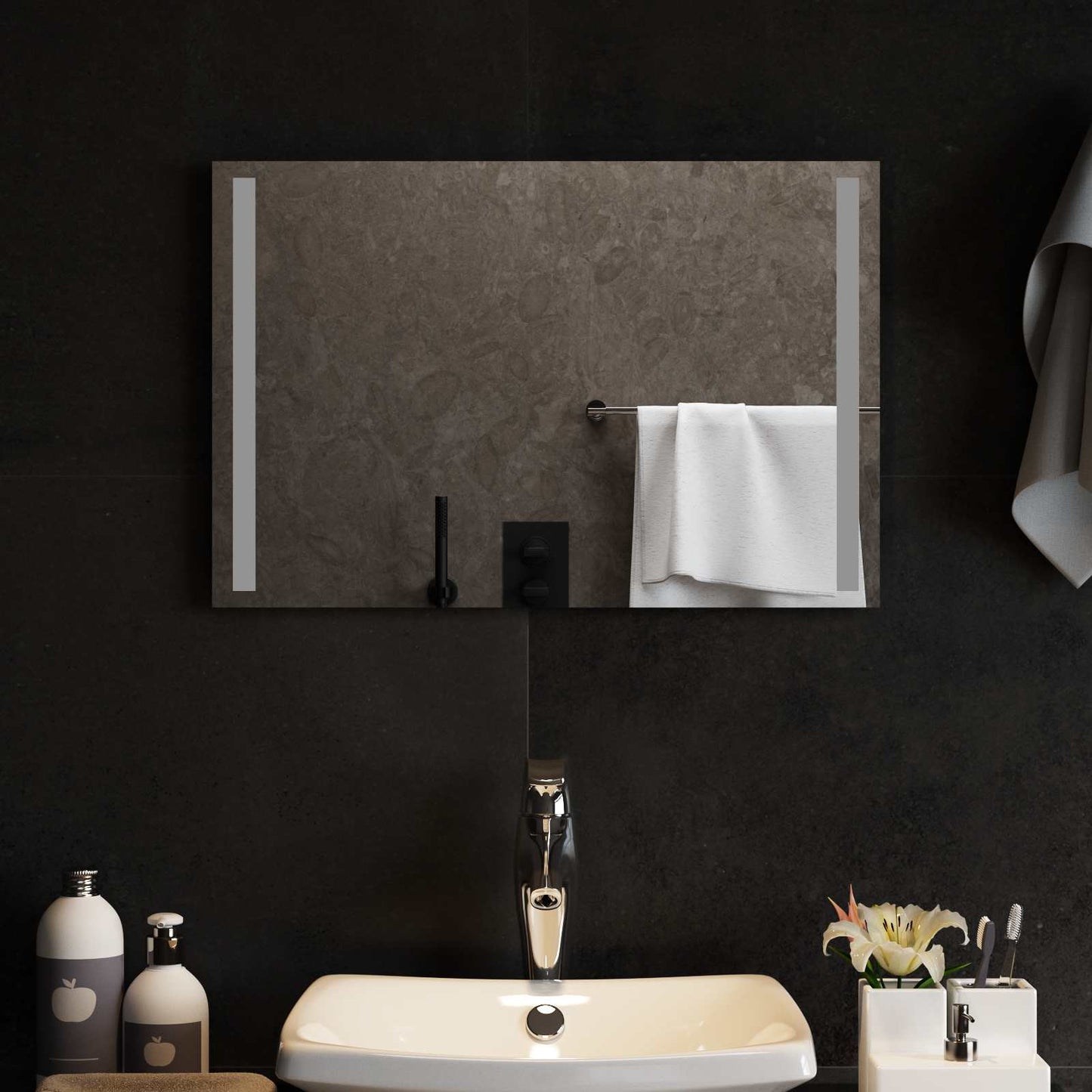 LED Badevindu med speil Gjennomsiktig 60 x 40 cm herdet glass