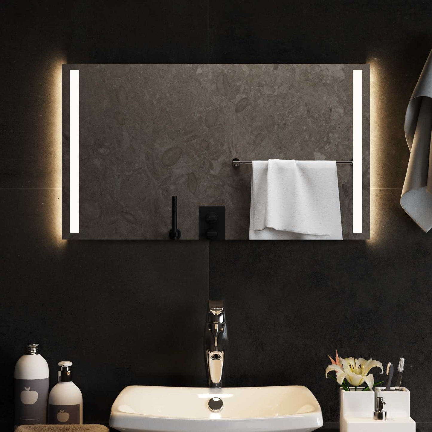 LED Badevindu med speil Gjennomsiktig 70 x 40 cm herdet glass